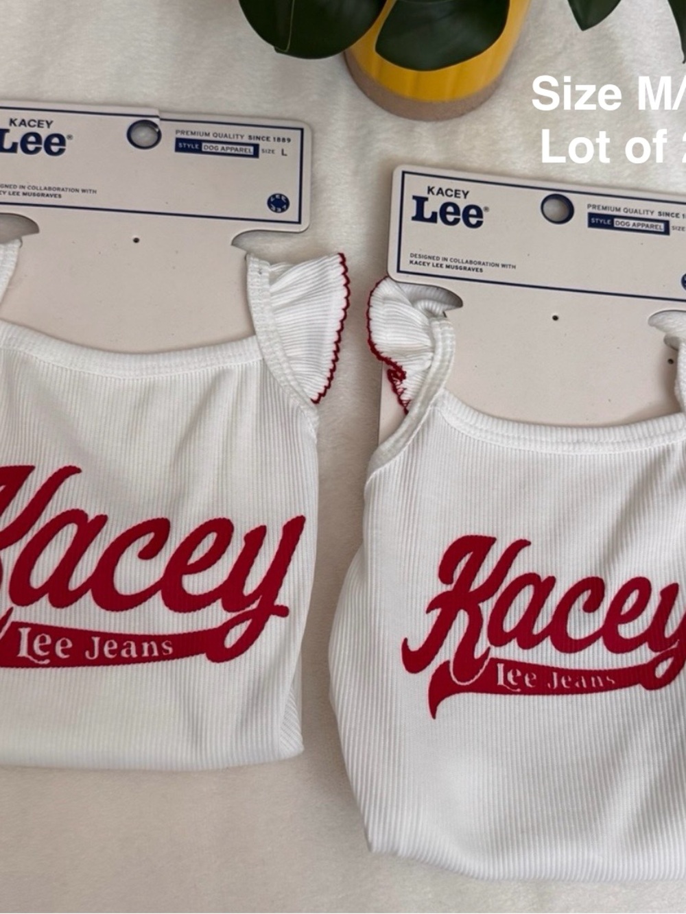 Kacey Lee Ruffled Spaghetti Strap Pet Tee for Cats and Dogs, Lot of 2